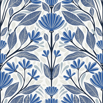 Blue floral pattern on a white background