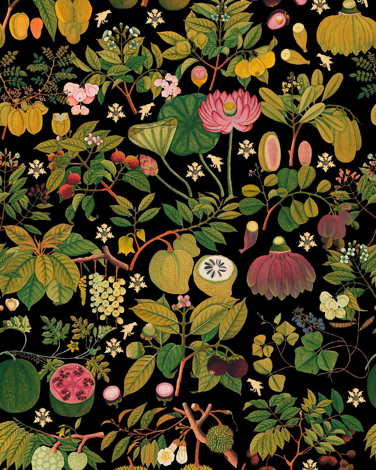 Asian Fruits And Flowers Anthracite