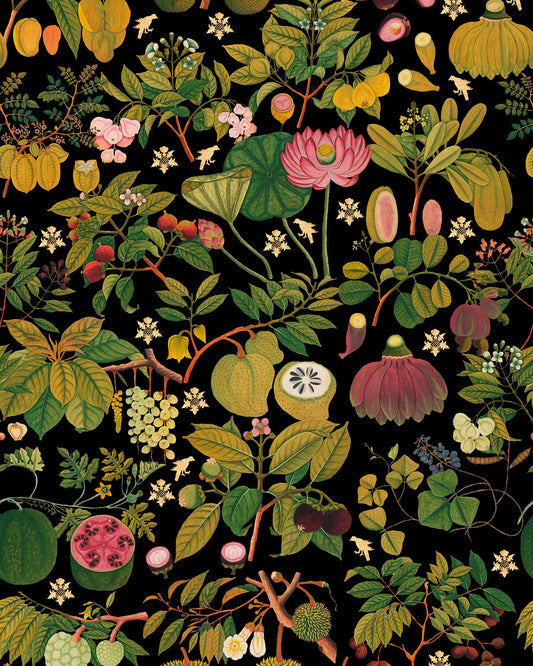 Asian Fruits And Flowers Anthracite